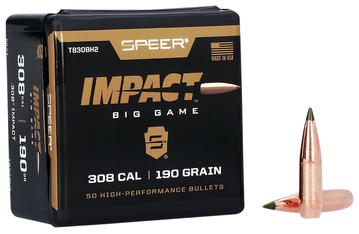 Speer Ammo Impact .308 30 Cal 190gr Polymer Tip Reloading Bullets - 50/Box