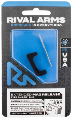 Rival Arms RA72G003A Extended Magazine Release Black Anodized Aluminum for Glock 43
