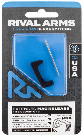 Rival Arms RA72G003A Extended Magazine Release Black Anodized Aluminum for Glock 43