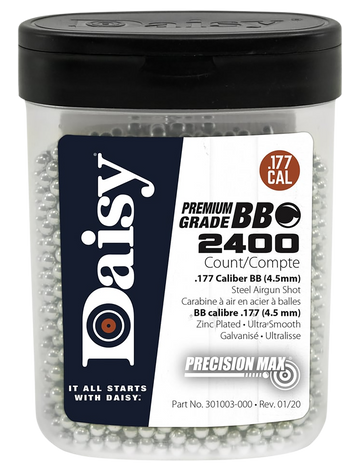 Daisy PrecisionMax Premium .177 Cal 2400ct Zinc-Plated Steel BB Bottle
