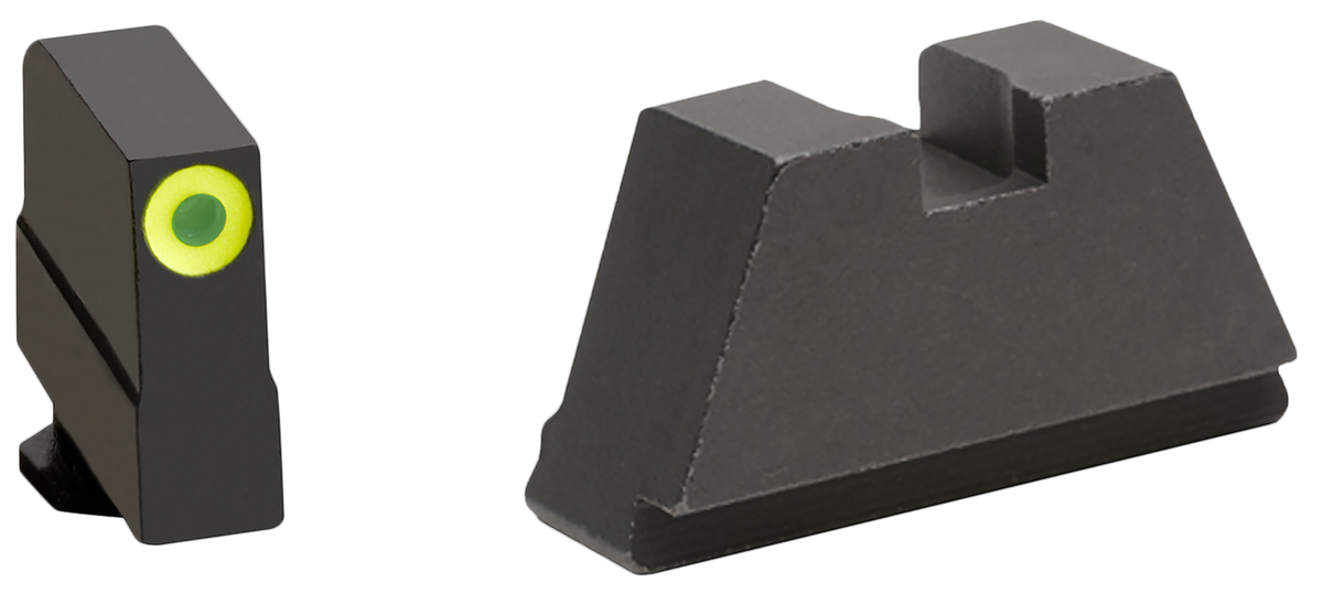 Ameriglo GL691 Optic Compatible Sight Set for Glock 3XL Tall - Green Tritium Lumigreen Front / Flat Black Rear