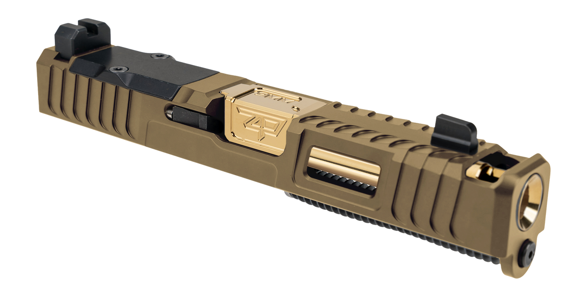 Zaffiri Precision G19 Gen 3 Complete Upper Slide 9mm Luger IBS RMR-Cut FDE with Gold TiN Barrel
