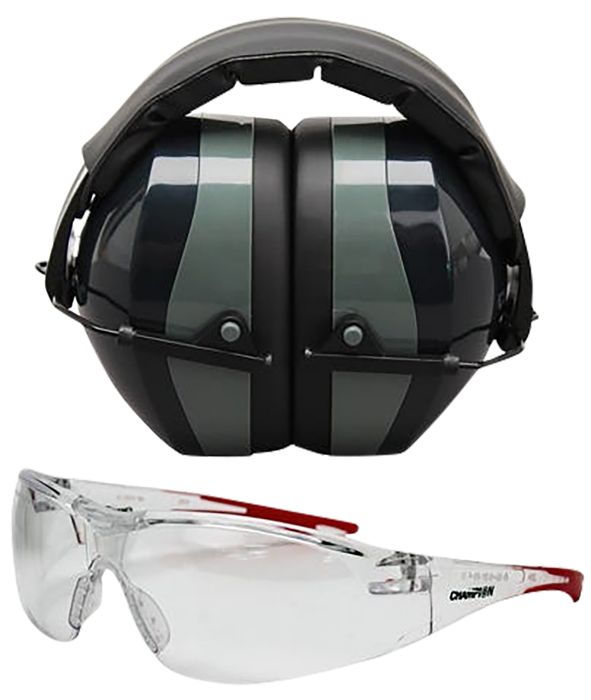 Champion Targets Eyes & Ears Combo 26 dB Over the Head Passive Muff & Shooting Glasses Black/Gray