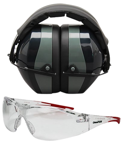 Champion Targets Eyes & Ears Combo 26 dB Over the Head Passive Muff & Shooting Glasses Black/Gray
