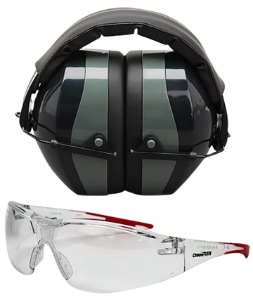 Champion Targets Eyes & Ears Combo 26 dB Over the Head Passive Muff & Shooting Glasses Black/Gray