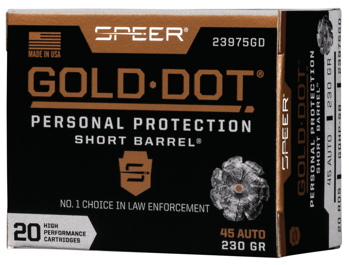 Speer Ammo Gold Dot Personal Protection Short Barrel 45 ACP 230gr Hollow Point - Box or Case