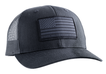 Magpul Industries Standard Patch Trucker Hat Black OSFA - Woven American Flag Patch
