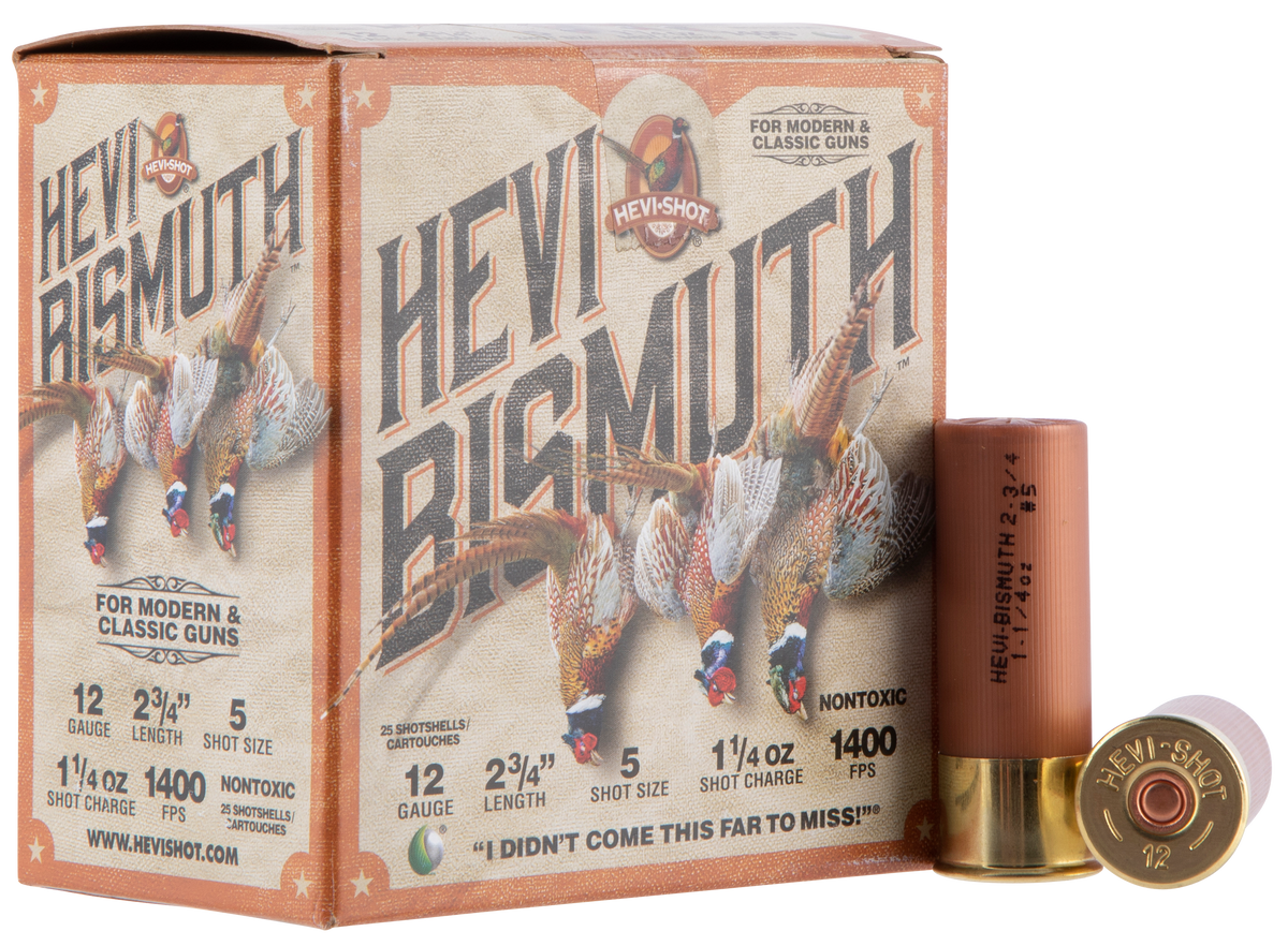 Hevishot HEVI-Bismuth Upland 12 Gauge 2.75" 1-1/4 oz #5 Shot Bismuth Shotshells - Box or Case