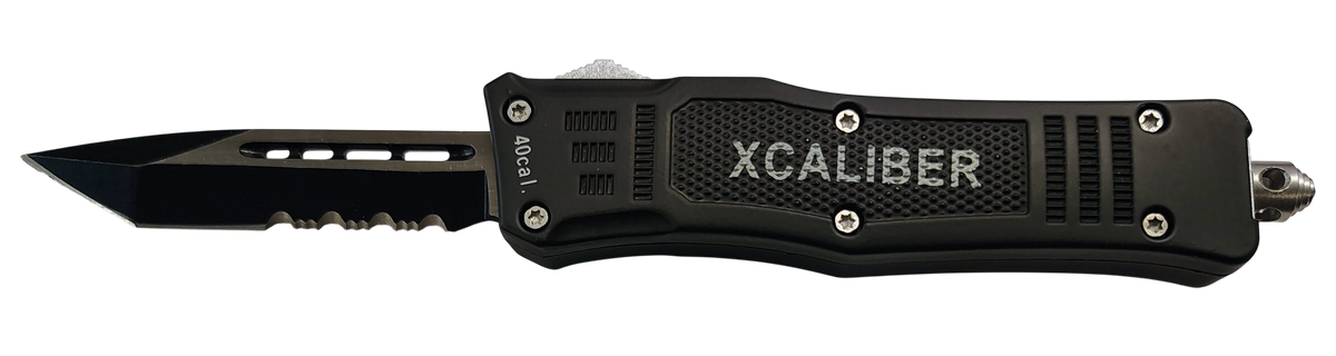 Xcaliber Knife Company 40 Cal Small 2.75" OTF Tanto Part Serrated 440C SS
