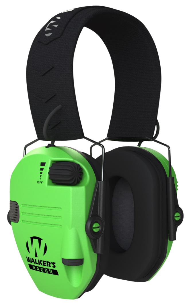 Walkers Game Ear Razor Slim Electronic Muff 23 dB Over the Head Hi-Viz Green/Black Polymer
