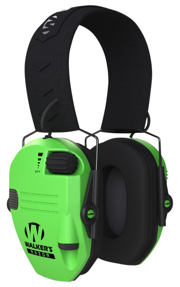 Walkers Game Ear Razor Slim Electronic Muff 23 dB Over the Head Hi-Viz Green/Black Polymer
