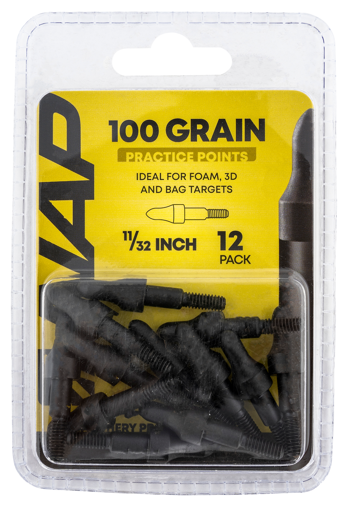 NAP 3D Practice Points Field Tips Fixed 100gr 11/32" Steel 12-Pack