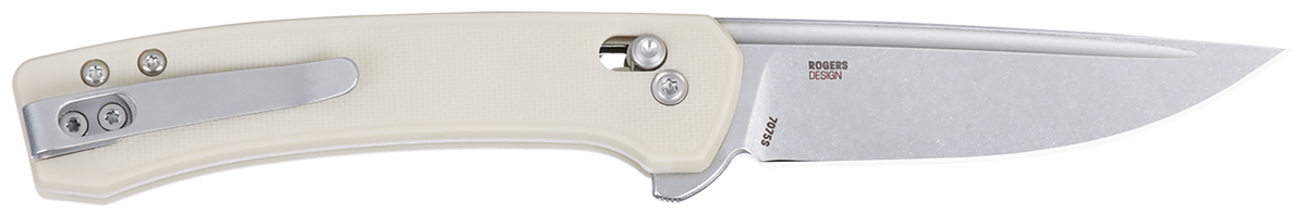 Columbia River 7075S Q Compact 3.05" Folding Drop Point Plain Stonewashed 14C28N Steel White GRN Knife