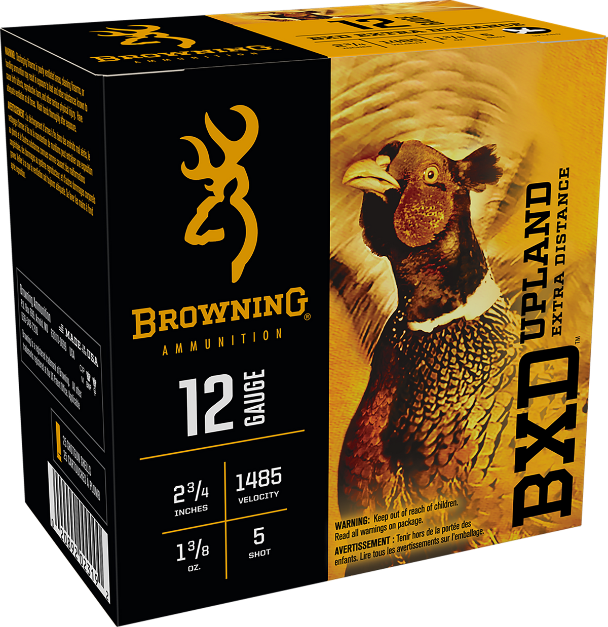 Browning BXD Upland 12 Gauge 2.75" 1-3/8 oz #5 Shot 25 Rd Bx/250 Rd Cs - Box or Case