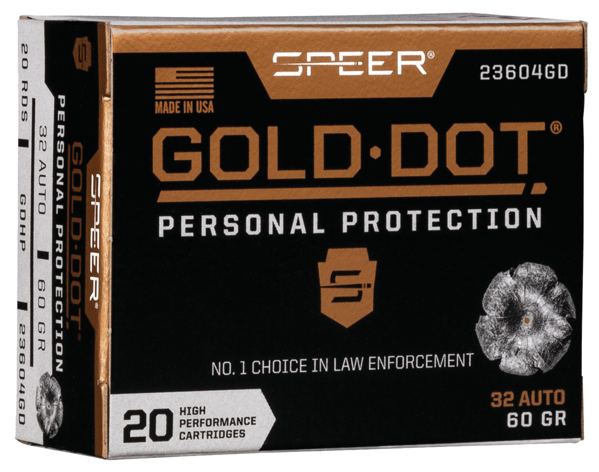 Speer Ammo Gold Dot Personal Protection 32 ACP 60gr Hollow Point - Box or Case