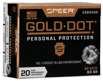 Speer Ammo Gold Dot Personal Protection 32 ACP 60gr Hollow Point - Box or Case