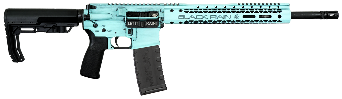 Black Rain Ordnance Fission 5.56x45mm NATO 16" 30+1 Semi-Auto AR-15 Rifle - Robin Egg Blue Battleworn