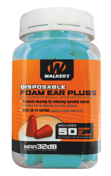 Walkers Game Ear Foam Ear Plugs 32 dB In The Ear Teal 50 Pair