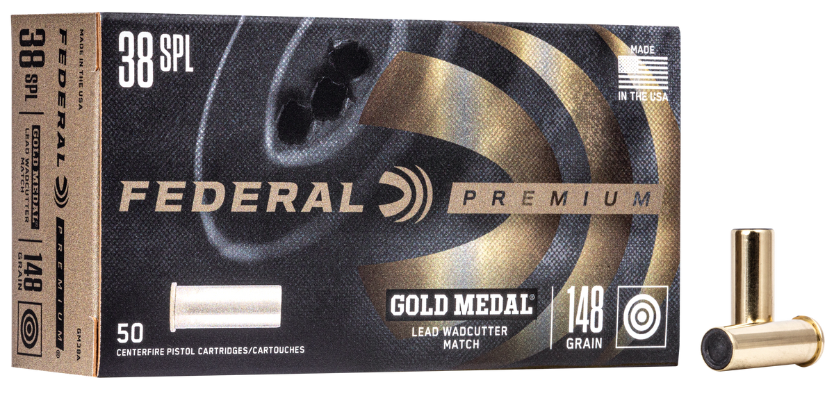 Federal GM38A Premium Gold Medal 38Special 148gr Lead Wadcutter 50 Per Box/20 Case