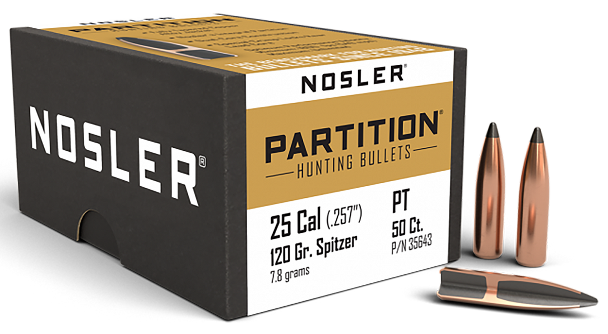 Nosler Partition 25 Caliber 120gr Spitzer 50/Box