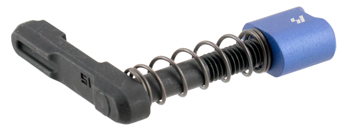Strike Industries AR Magazine Catch - Black Steel Body with Blue 6061-T6 Aluminum Release Button