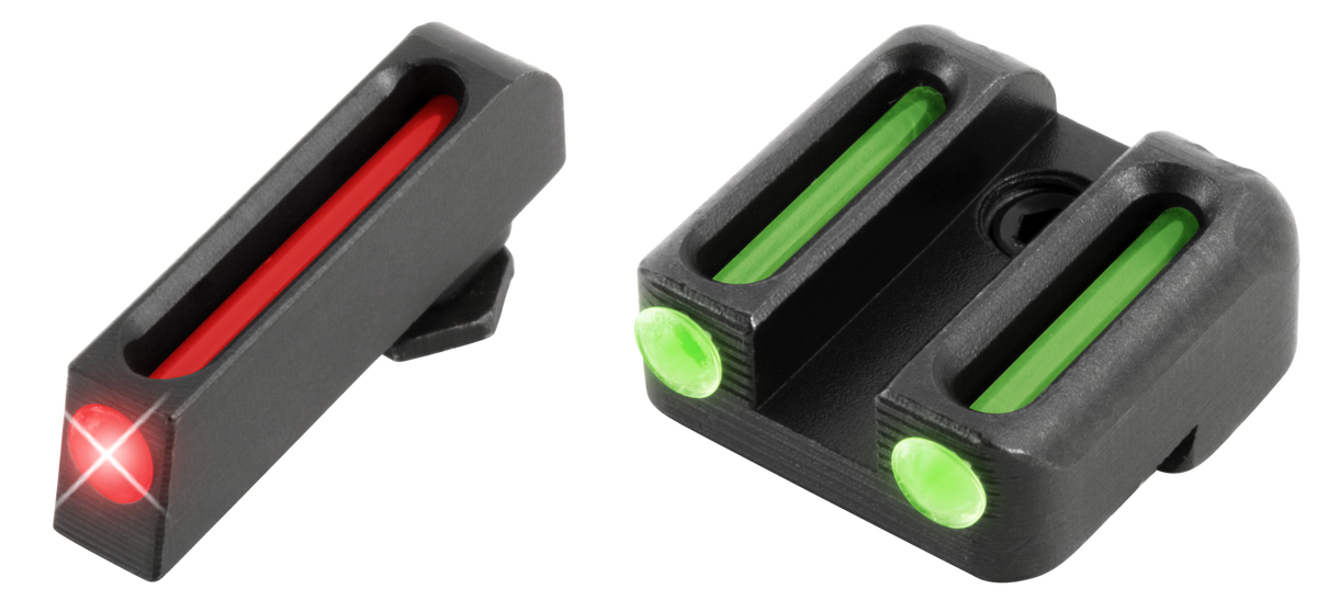 TruGlo TG131G3 Fiber-Optic Glock 42/43/43X/48 Pistol Sight Set - Red Front / Green Rear - Black Nitride Fortress