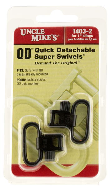 Uncle Mike's 14032 Super Swivel Quick Detach Tri-Lock 1" Loop Blued Steel - Rifle/Shotgun w/QD Bases