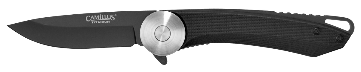 Camillus Cirque 2.75" Folding Drop Point AUS-8 Carbonitride Titanium Black G10 Plain Edge Knife