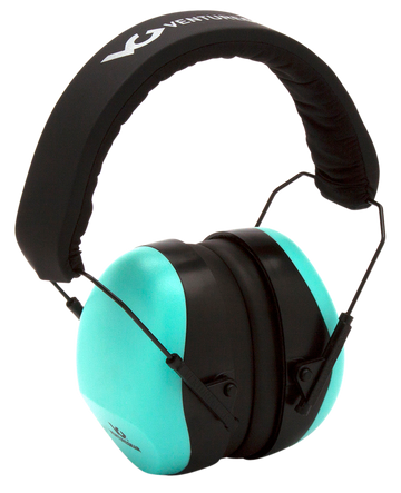 Pyramex Venture Gear V80 Muff 26 dB Over the Head Earmuffs w/32 dB Foam Earplugs - Orange/Black/Teal