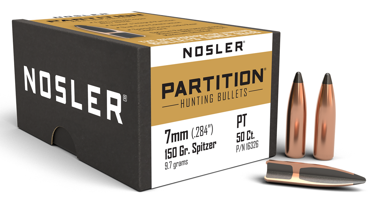 Nosler Partition 7mm 150gr Spitzer Reloading Bullets - 50/Box