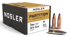Nosler Partition 7mm 150gr Spitzer Reloading Bullets - 50/Box