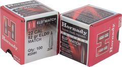 Hornady ELD Match 22 Cal .224 52 gr Reloading Bullets - 100/Box