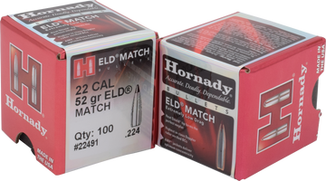 Hornady ELD Match 22 Cal .224 52 gr Reloading Bullets - 100/Box