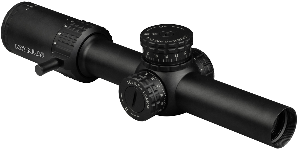 Konus Sultan 1-10x24mm 30mm Tube Illuminated Engraved Ballistic Circle Reticle Riflescope - Matte Black