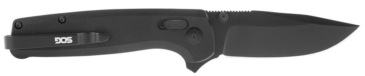 S.O.G Terminus XR 2.95" Folding Clip Point Plain Black D2 Steel Blade Black G10 Handle