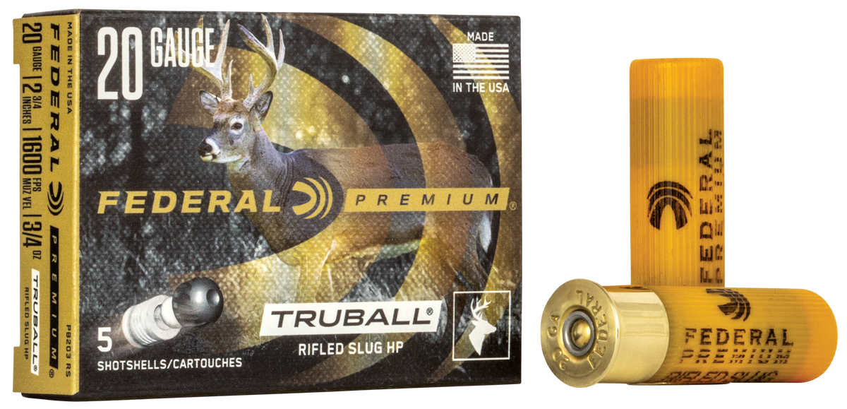 Federal Premium Vital-Shok TruBall 20 Gauge 2.75" 3/4 oz Rifled Slug 1600 fps - Box or Case