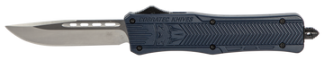 CobraTec Knives CTK-1 Medium 3" OTF Drop Point Plain D2 Blade NYPD Blue Aluminum Handle