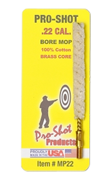 Pro-Shot MP22 Bore Mop .22 Cal Handgun/Rifle #8-32 Thread Cotton 1.75"
