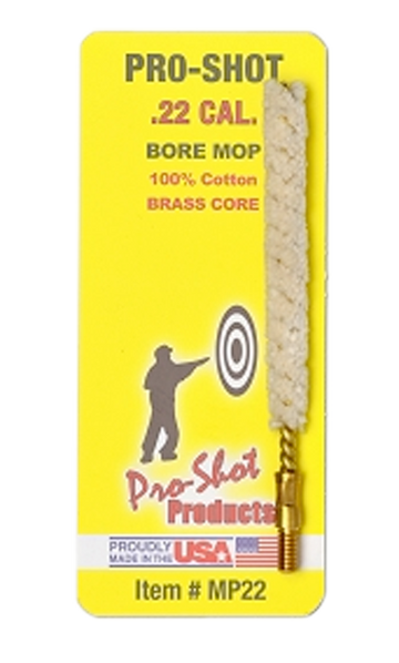 Pro-Shot MP22 Bore Mop .22 Cal Handgun/Rifle #8-32 Thread Cotton 1.75"