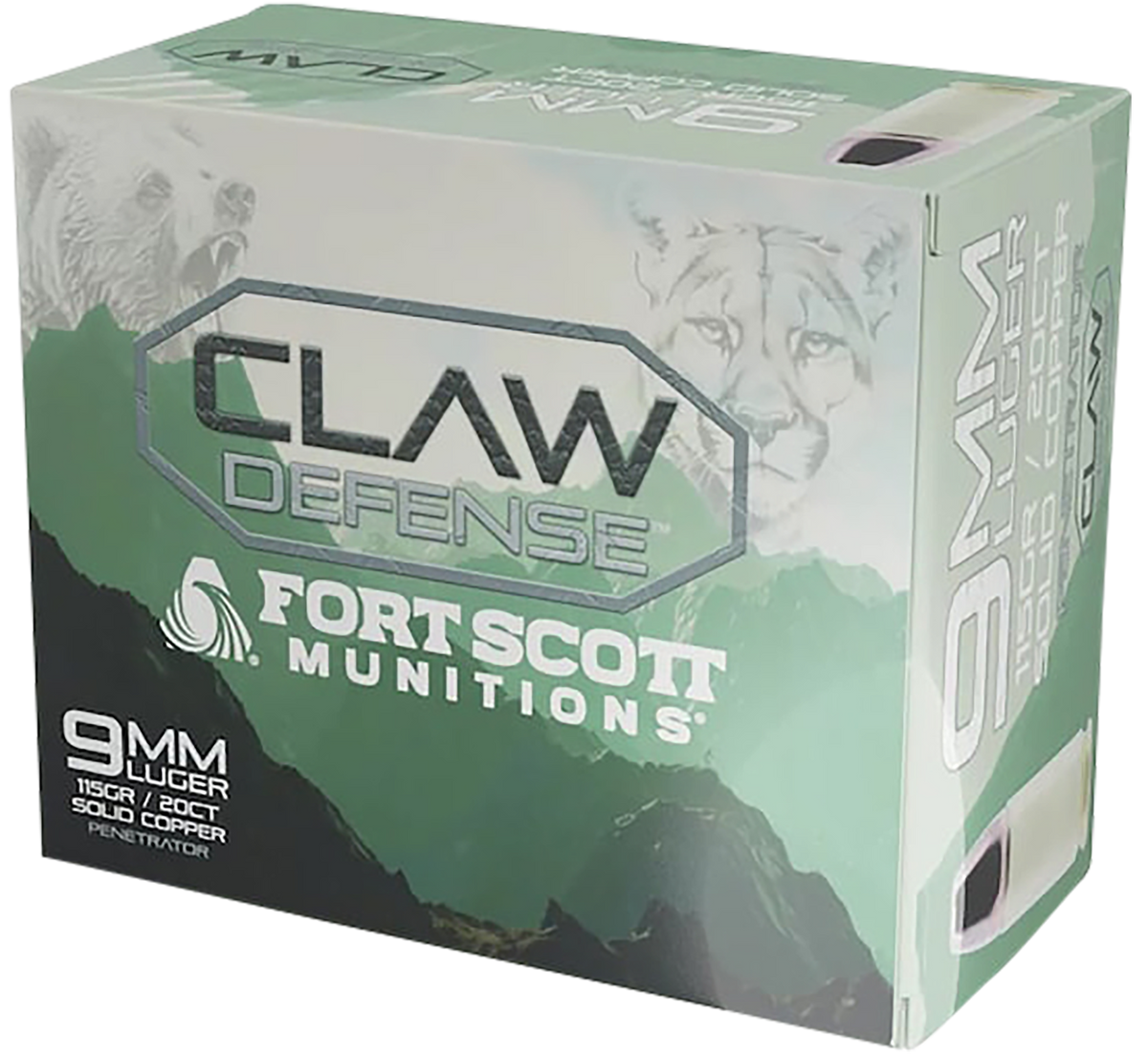 Fort Scott Munitions Claw Defense 9mm Luger 115 gr Solid Copper Flat Nose - Box or Case