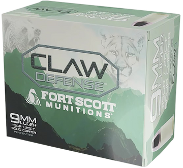 Fort Scott Munitions Claw Defense 9mm Luger 115 gr Solid Copper Flat Nose - Box or Case
