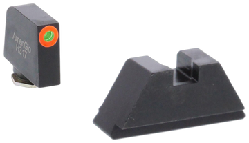 Ameriglo GL511 Optic Compatible Sight Set for Glock - XL Tall Green Tritium Orange Outline Front / Flat Black Rear