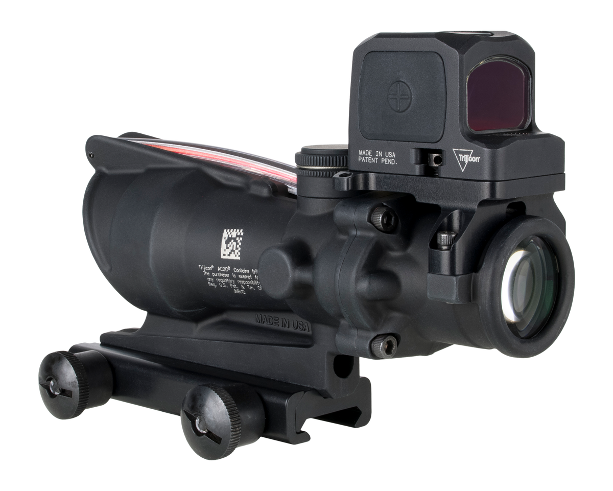 Trijicon 100813 ACOG 4x32mm Red Chevron .223/5.56 BDC Riflescope w/RCR 3.25 MOA Red Dot - Matte Black