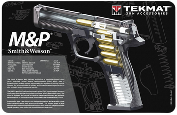 TekMat S&W M&P Cutaway Cleaning Mat 11" x 17" Black / White Rubber
