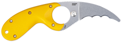 Columbia River Bear Claw 2.39" Fixed Hawkbill Serrated AUS-8A SS Yellow GRN Handle