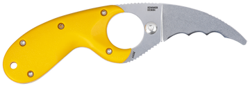 Columbia River Bear Claw 2.39" Fixed Hawkbill Serrated AUS-8A SS Yellow GRN Handle