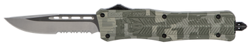 CobraTec Knives CTK-1 Medium 3" OTF Drop Point Part Serrated D2 Steel Army DigiCamo Aluminum Handle