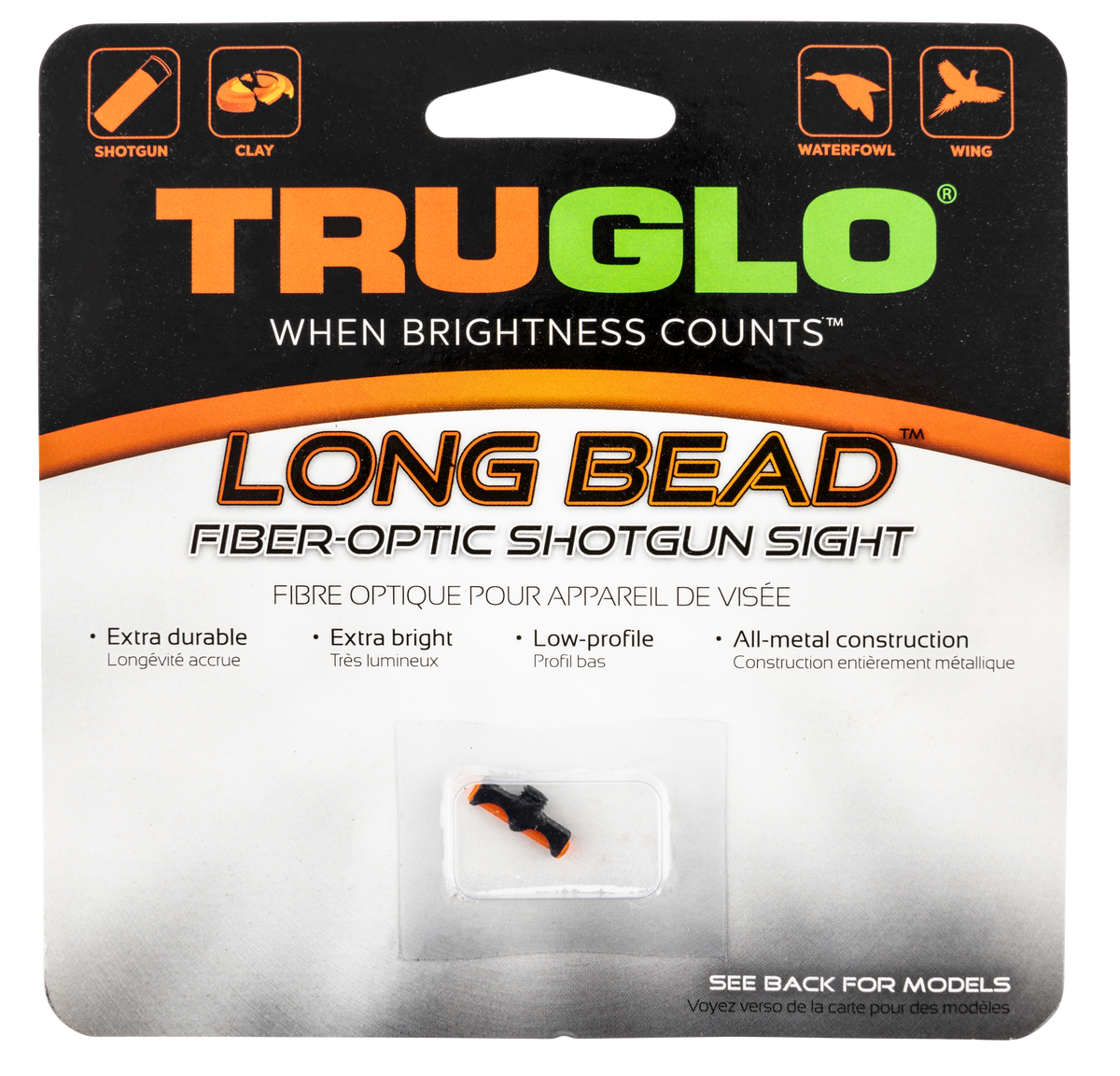 TruGlo Long Bead Universal Shotgun Fiber Optic Red 6-48 Front Sight