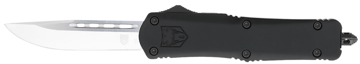 CobraTec Knives FS-3 Medium 3" OTF Drop Point Plain D2 Steel Blade Black Aluminum Handle
