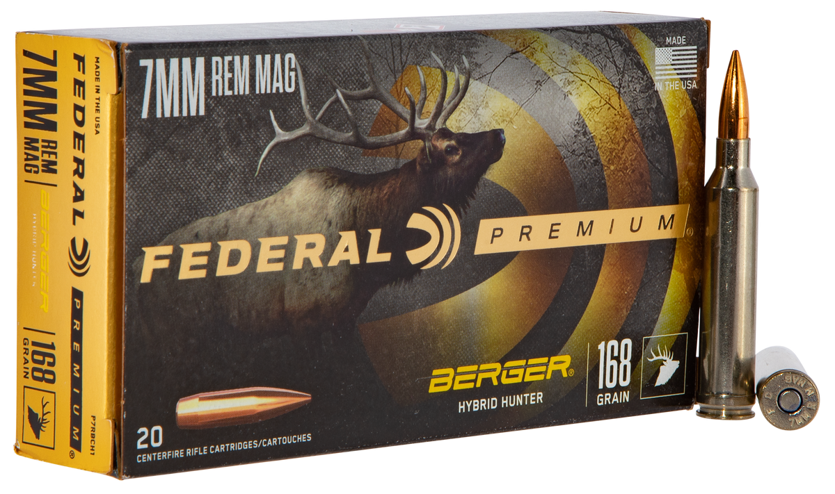 Federal Premium 7mm Rem Mag 168gr Berger Hybrid Hunter 20 Rd - Box or Case